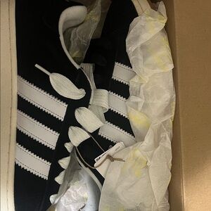 adidas Black and White 3-Stripe Suede Sneakers